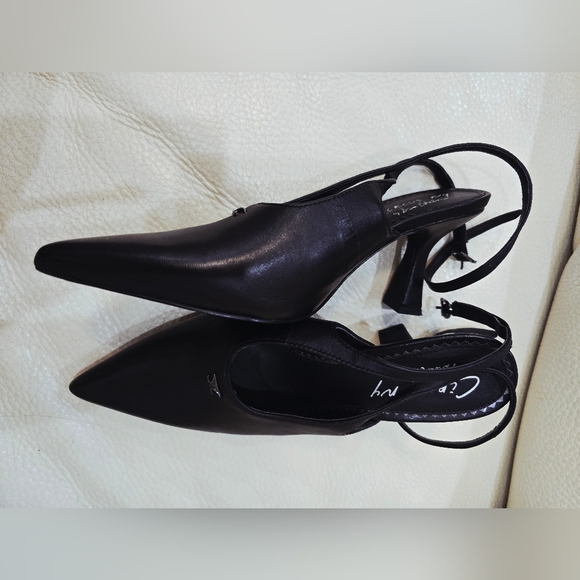 Circus by Sam Edelman Black Pointed Slingback Heels Leathet Pump Size 6 - Picture 3 of 7